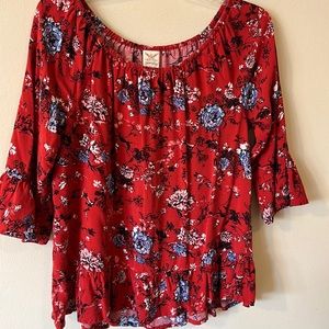 Faded Glory, blouse 3/4” sleeve,good condition, 100% rayon, L (12-14 )